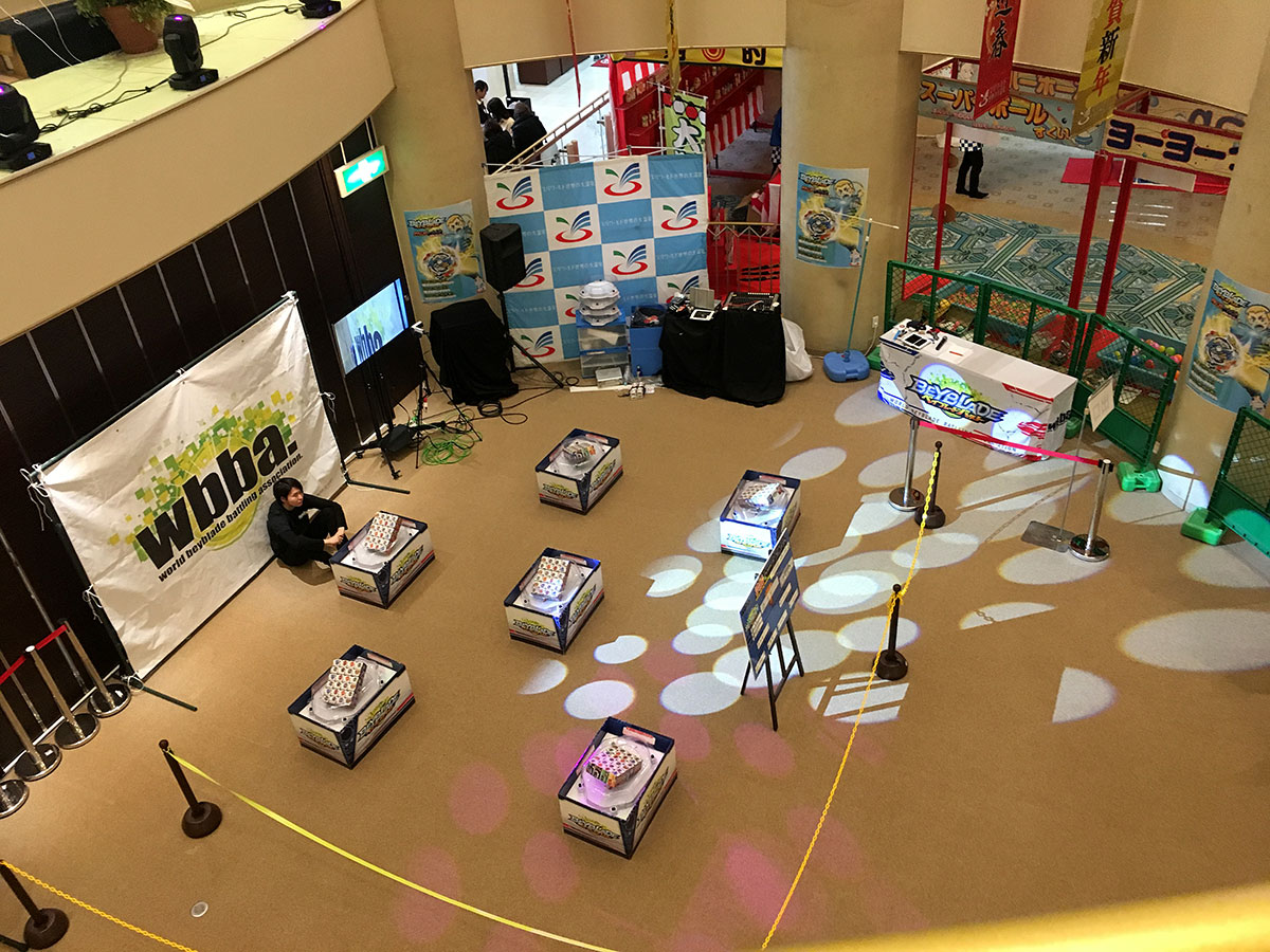 beyblade burst g3 tournament area setup aerial view