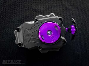 bottom view of black and purple sparking beylauncher